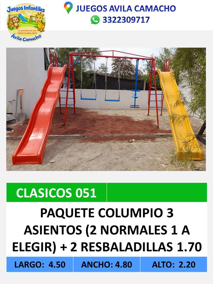 2 resbaladillas 3 columpios